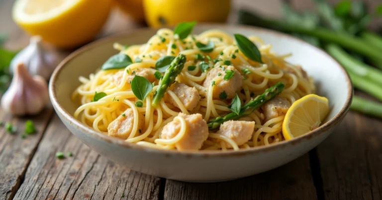Lemon Asparagus and Chicken Pasta